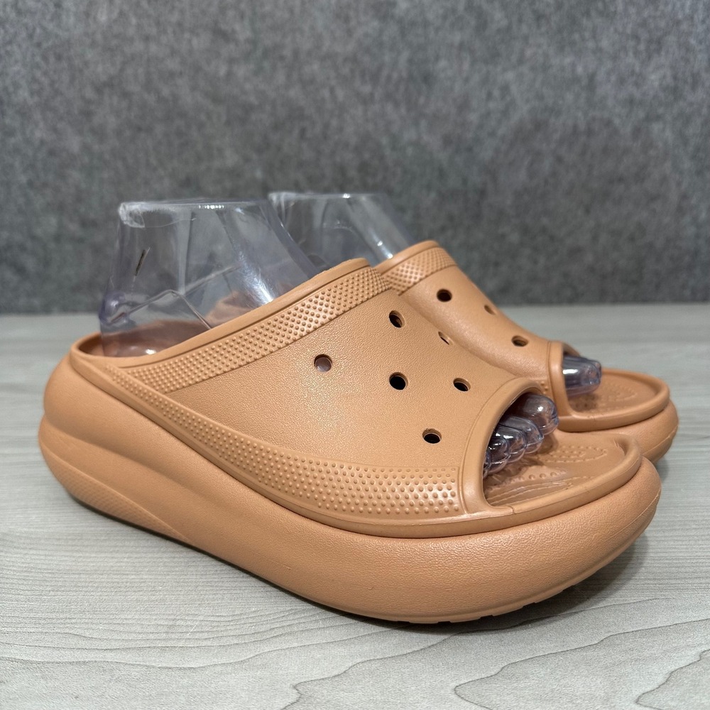 Crocs Classic‎ Crush Slide Women's Sz 9 Men's Sz 7 Bone Platform Sandals